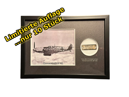 -10- Messerschmitt Bf 109 Shadow Box mit Original Cockpit Schild