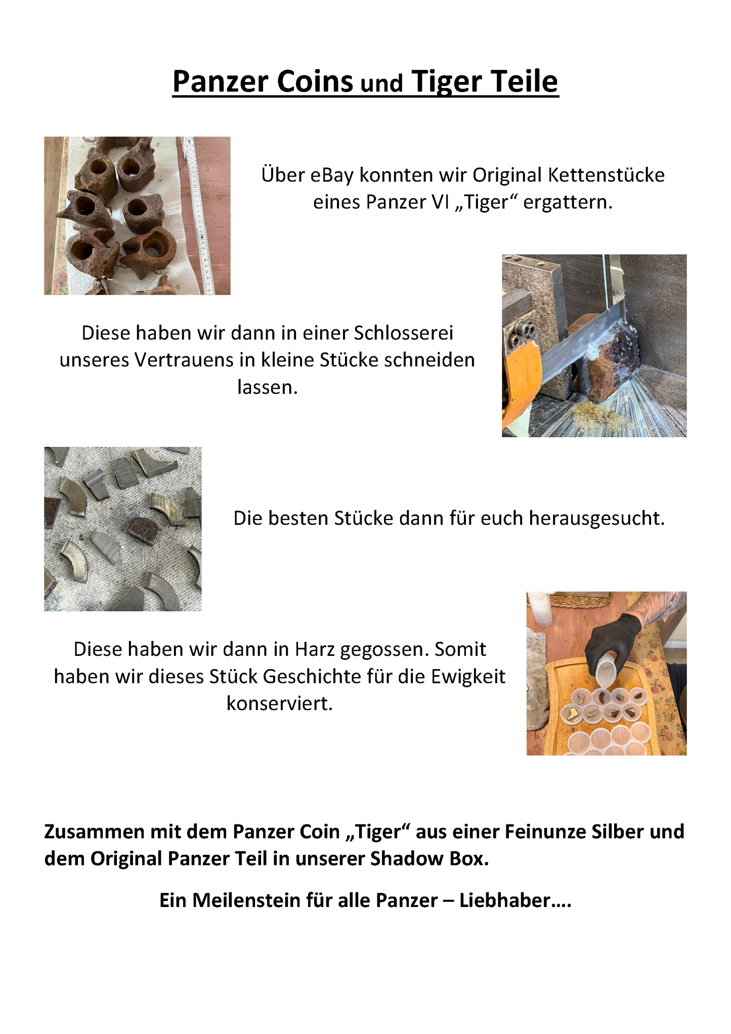 Panzerkampfwagen VI „Tiger I“ – Exklusiver Sammlerrahmen mit Original-Kettenfragment & Silber-Coin