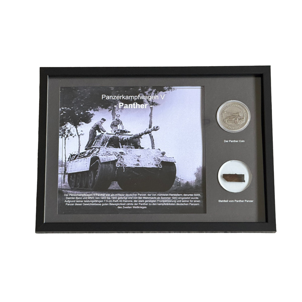 Panzerkampfwagen V „Panther“ – Exklusiver Sammlerrahmen mit Original-Stahlteil & Silber-Coin